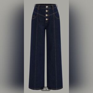 NEW Commense Mid-Waist Wide-Leg Button Front Jeans